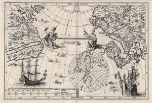 シェーラー作のアジアとアメリカとの距離を示した地図